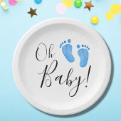 Oh Baby Blue Feet Baby shower Papieren Bordje