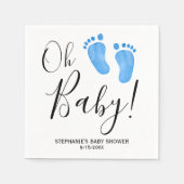Oh Baby Blue Feet Baby shower servetten (Voorkant)