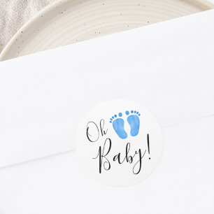 Oh Baby Blue Feet Ronde Sticker