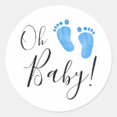 Oh Baby Blue Feet Ronde Sticker (Voorkant)