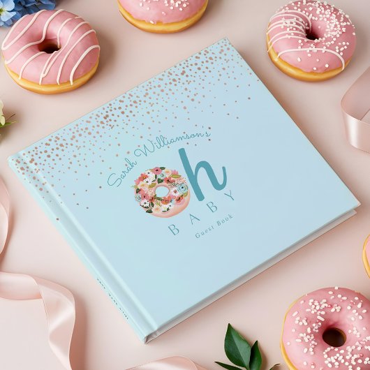 Oh Baby Blue Floral Botanical Donut Baby shower Gastenboek
