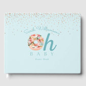 Oh Baby Blue Floral Botanical Donut Baby shower Gastenboek (Voorkant)