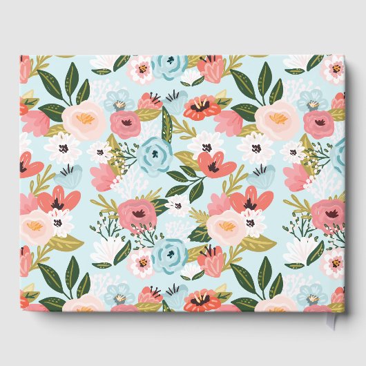 Oh Baby Blue Floral Botanical Donut Baby shower Gastenboek (Achterkant)