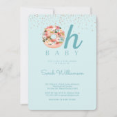 Oh Baby Blue Floral Botanical Donut Baby shower Kaart (Voorkant)