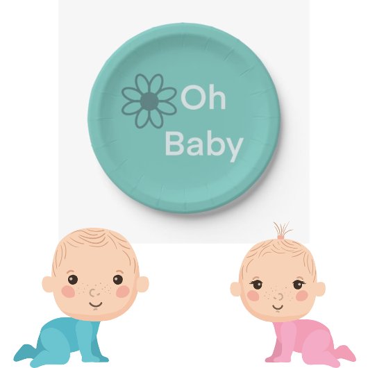 Oh Baby Blue Floral Daisy Paper Papieren Bordje