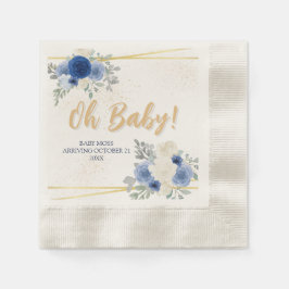 Oh Baby Blue Floral & Gold Cocktail Folie Servet