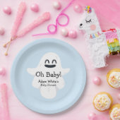 Oh Baby Blue Ghost Halloween Baby shower Papieren Bordje (Feest)