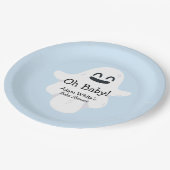 Oh Baby Blue Ghost Halloween Baby shower Papieren Bordje (Gekanteld)