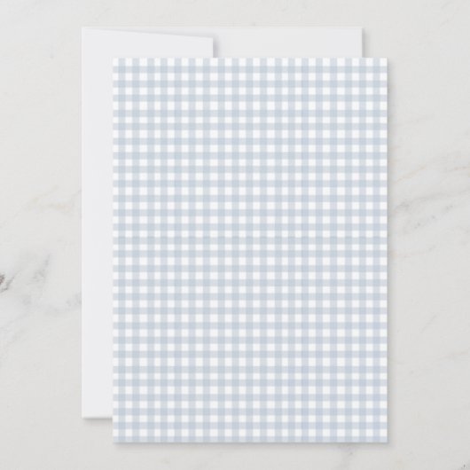 Oh Baby Blue Gingham Check Boy Baby shower Kaart (Achterkant)