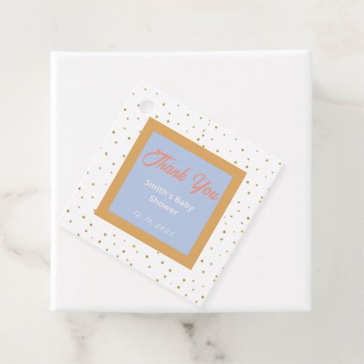 Oh Baby Blue Gold Ginkgo Leaf Baby shower Bedankjes Labels (In situ)