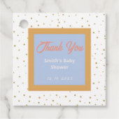 Oh Baby Blue Gold Ginkgo Leaf Baby shower Bedankjes Labels (Voorkant)