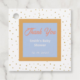 Oh Baby Blue Gold Ginkgo Leaf Baby shower Bedankjes Labels