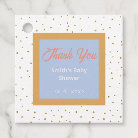 Oh Baby Blue Gold Ginkgo Leaf Baby shower Bedankjes Labels (Voorkant)