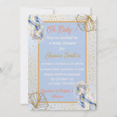 Oh Baby Blue Gold Ginkgo Leaf Baby shower Kaart (Voorkant)