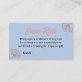 Oh Baby Blue Gold Ginkgo Leaf Baby shower Luier Informatiekaartje (Voorkant)