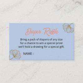 Oh Baby Blue Gold Ginkgo Leaf Baby shower Luier Informatiekaartje