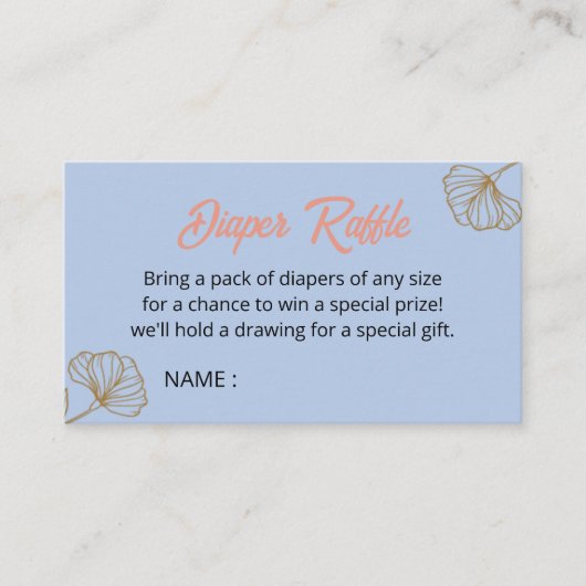 Oh Baby Blue Gold Ginkgo Leaf Baby shower Luier Informatiekaartje (Voorkant)