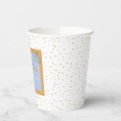 Oh Baby Blue Gold Ginkgo Leaf Baby shower Papieren Bekers (Links)