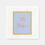 Oh Baby Blue Gold Ginkgo Leaf Baby shower Servet (Voorkant)