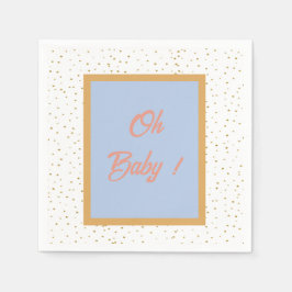 Oh Baby Blue Gold Ginkgo Leaf Baby shower Servet