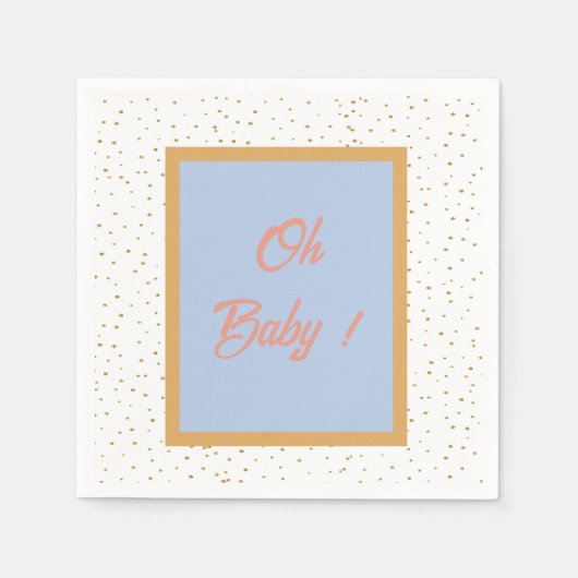 Oh Baby Blue Gold Ginkgo Leaf Baby shower Servet (Voorkant)