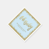 Oh Baby Blue Gold Glitter Baby shower Servetten (Hoek)