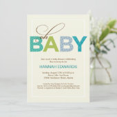 Oh Baby Blue Green Type Baby shower Kaart (Staand voorkant)