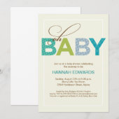 Oh Baby Blue Green Type Baby shower Kaart (Voorkant / Achterkant)