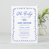 Oh Baby Blue Hand Drawn Baby shower Kaart (Staand voorkant)