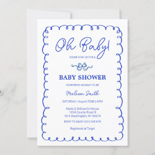 Oh Baby Blue Hand Drawn Baby shower Kaart