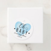 Oh Baby Blue Heart Baby shower Label (In situ)