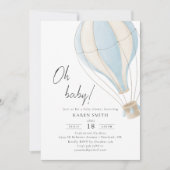 Oh baby Blue Hete Luchtballon Baby shower Kaart (Voorkant)