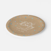 Oh Baby Blue Love Hearts Baby Shower / Spetterfees Papieren Bordje (Gekanteld)