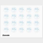 Oh Baby Blue Love Hearts Baby Shower / Sprinkle Ronde Sticker (Vel)