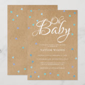 Oh Baby Blue Love Hearts Baby Shower / Strooigoed Kaart (Voorkant / Achterkant)
