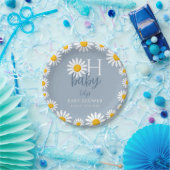 Oh Baby Blue Modern Daisy Baby shower Papieren Bordje (Feest)