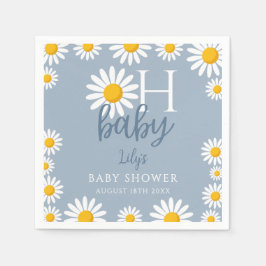 Oh Baby Blue Modern Daisy Baby shower Servet