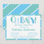 Oh Baby Blue Modern Typography Baby shower Kaart (Voorkant / Achterkant)