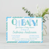 Oh Baby Blue Modern Typography Baby shower Kaart (Staand voorkant)