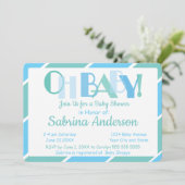 Oh Baby Blue Modern Typography Baby shower Kaart (Staand voorkant)