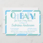 Oh Baby Blue Modern Typography Baby shower Kaart (Voorkant)