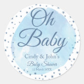 Oh Baby Blue Moon & Stars Baby shower Sticker (Voorkant)