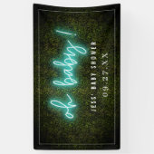 Oh Baby Blue Neon Boxwood Baby shower Spandoek (Verticaal)