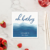 Oh Baby Blue Ombre Waterverf Wave Baby shower Servet (Insitu)