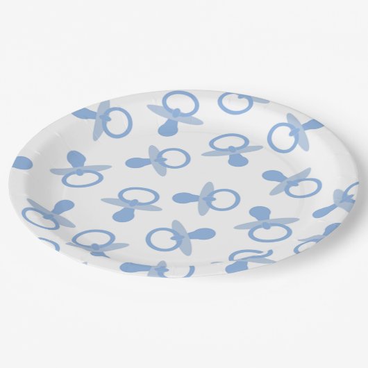 Oh Baby Blue Pacifiers Papieren Bordje (Gekanteld)