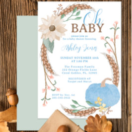 Oh Baby Blue Pumpkin Shower Uitnodigen Kaart