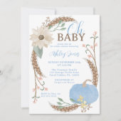 Oh Baby Blue Pumpkin Shower Uitnodigen Kaart (Voorkant)