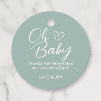 Oh Baby Blue Sage Green Baby shower Bedankt Bedankjes Labels