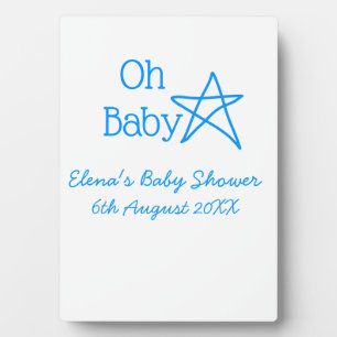 Oh baby blue star baby shower voeg naam modern ver fotoplaat