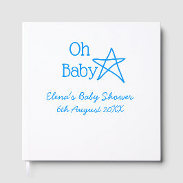 Oh baby blue star baby shower voeg naam modern ver gastenboek